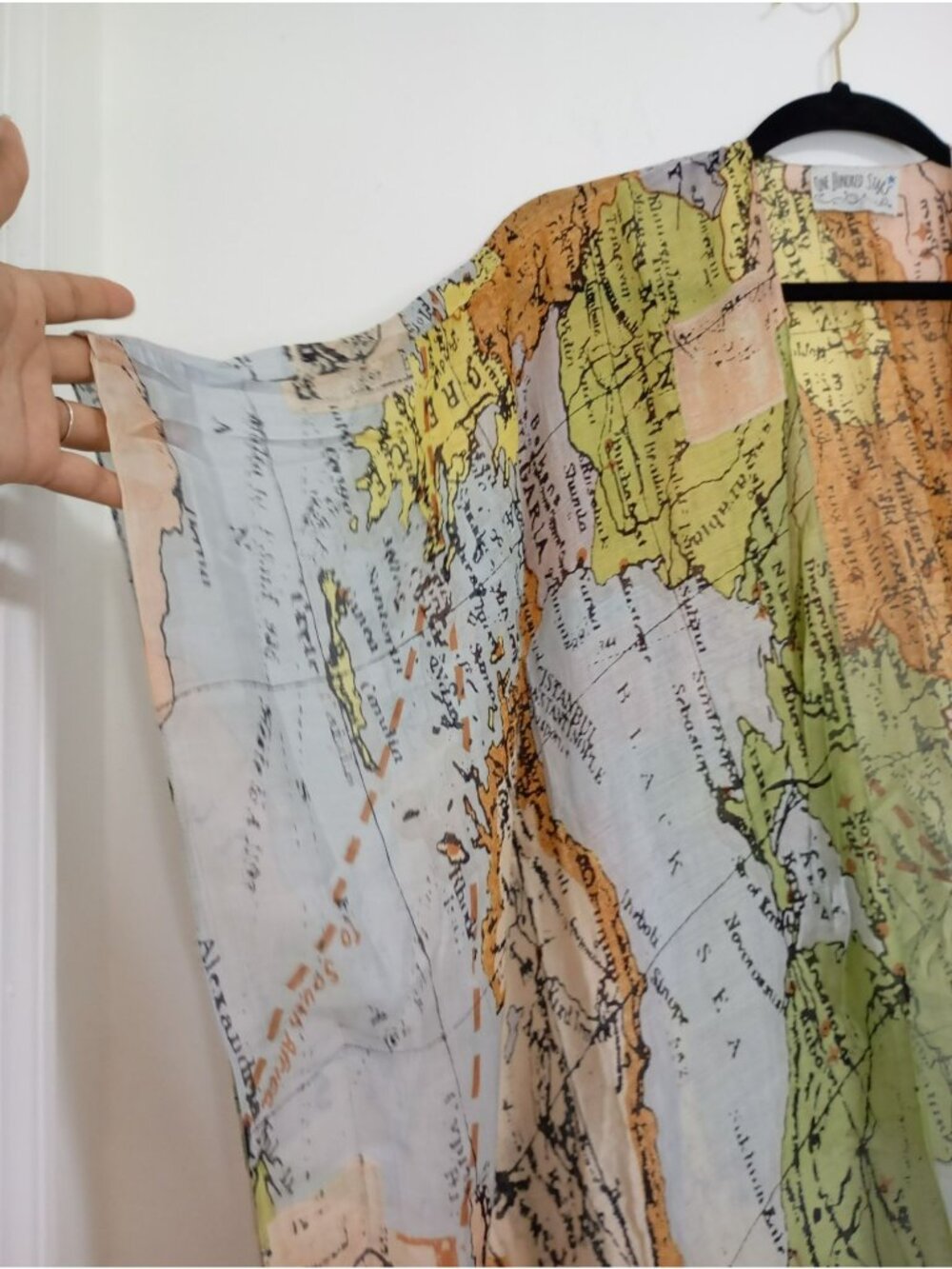 One Hundred Stars Map Print Kimono Jacket Open Front Lightweight Womens One Size - Picture 4 of 10